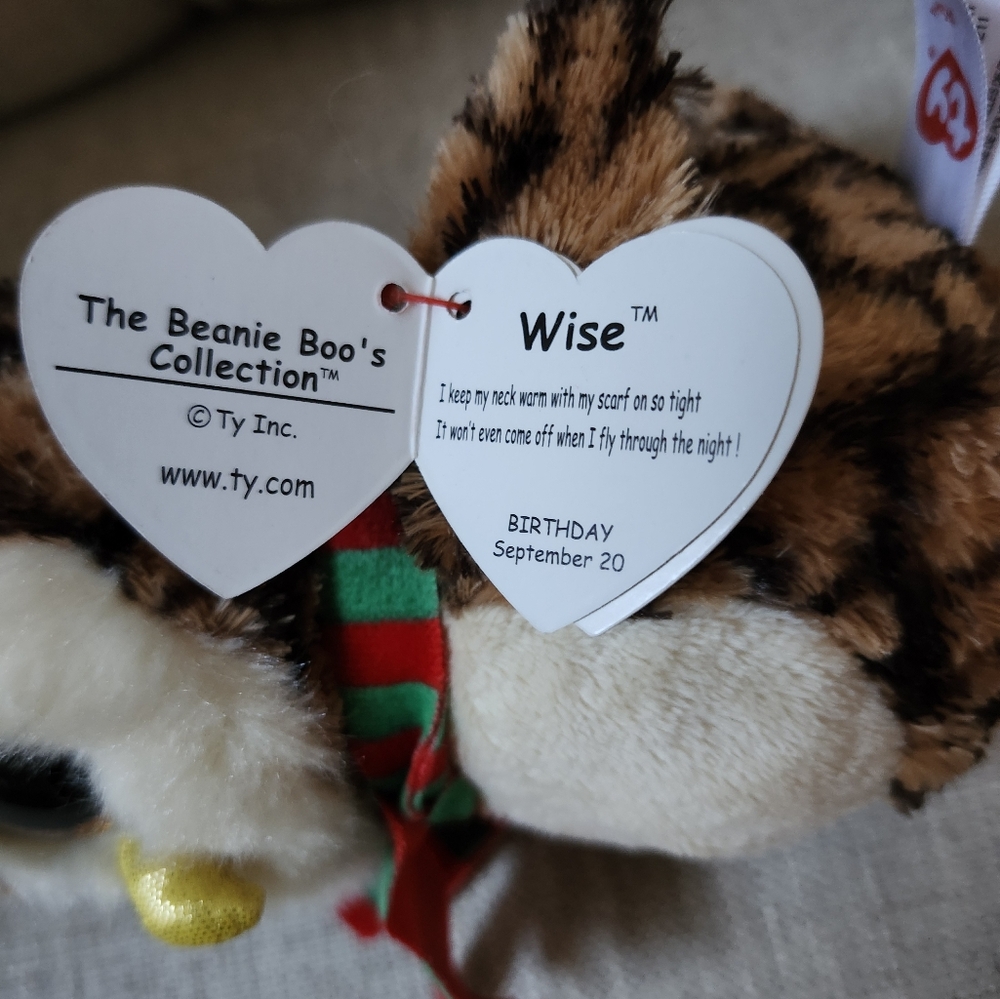 2 Beanie Boos!  Wise the Owl & Tabotha the Kitty - Picture 4 of 6